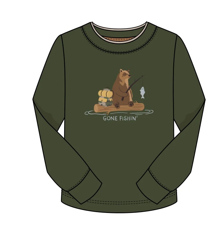 Fishing Bear L/S Tee Forest 