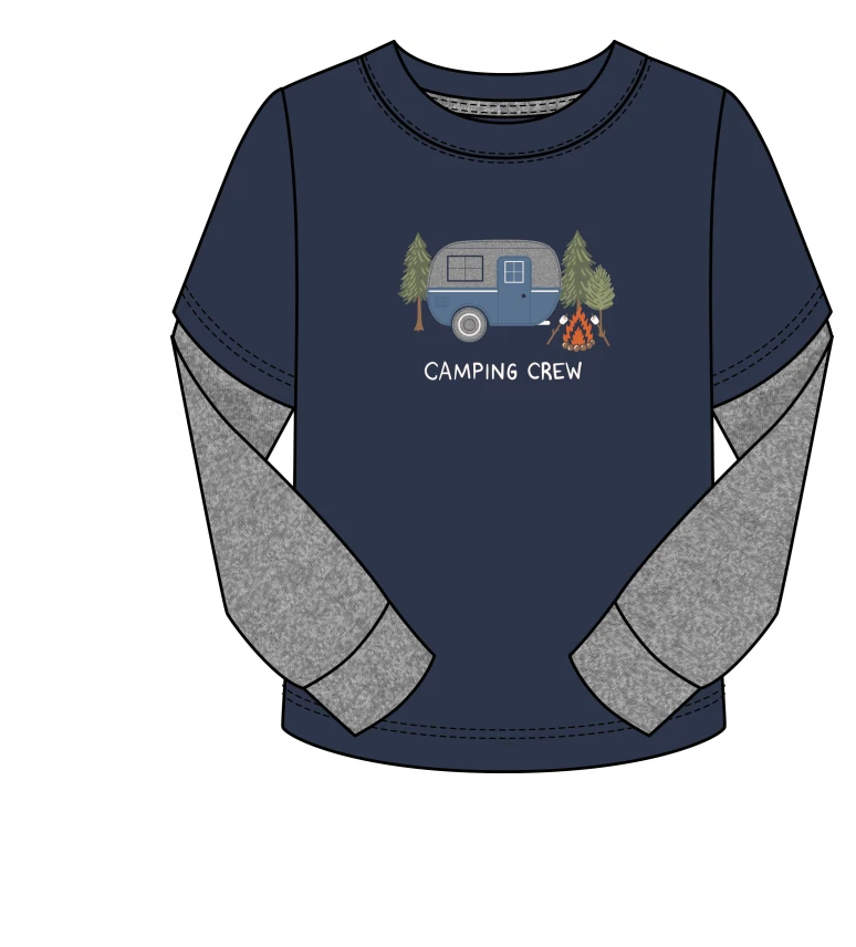 Camping Crew applique L/S tee Navy