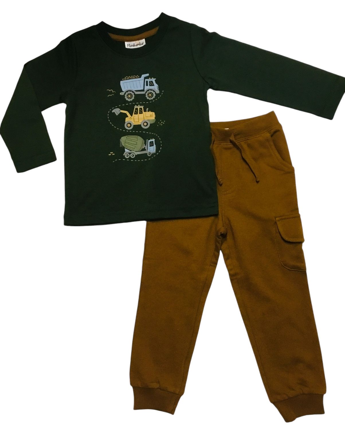 Multi construction L/S top &amp; pant set Forest