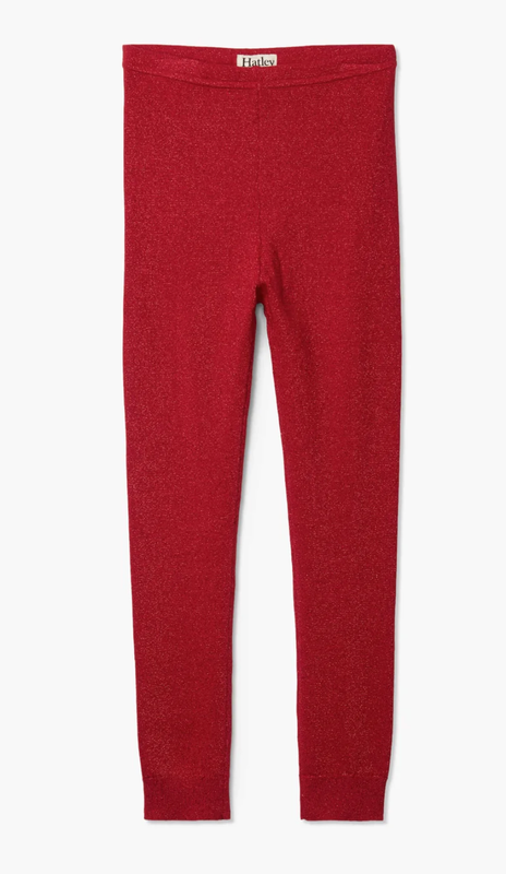 Red Shimmer Knit Leggings