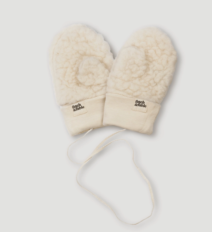 wool sherpa infant mittens