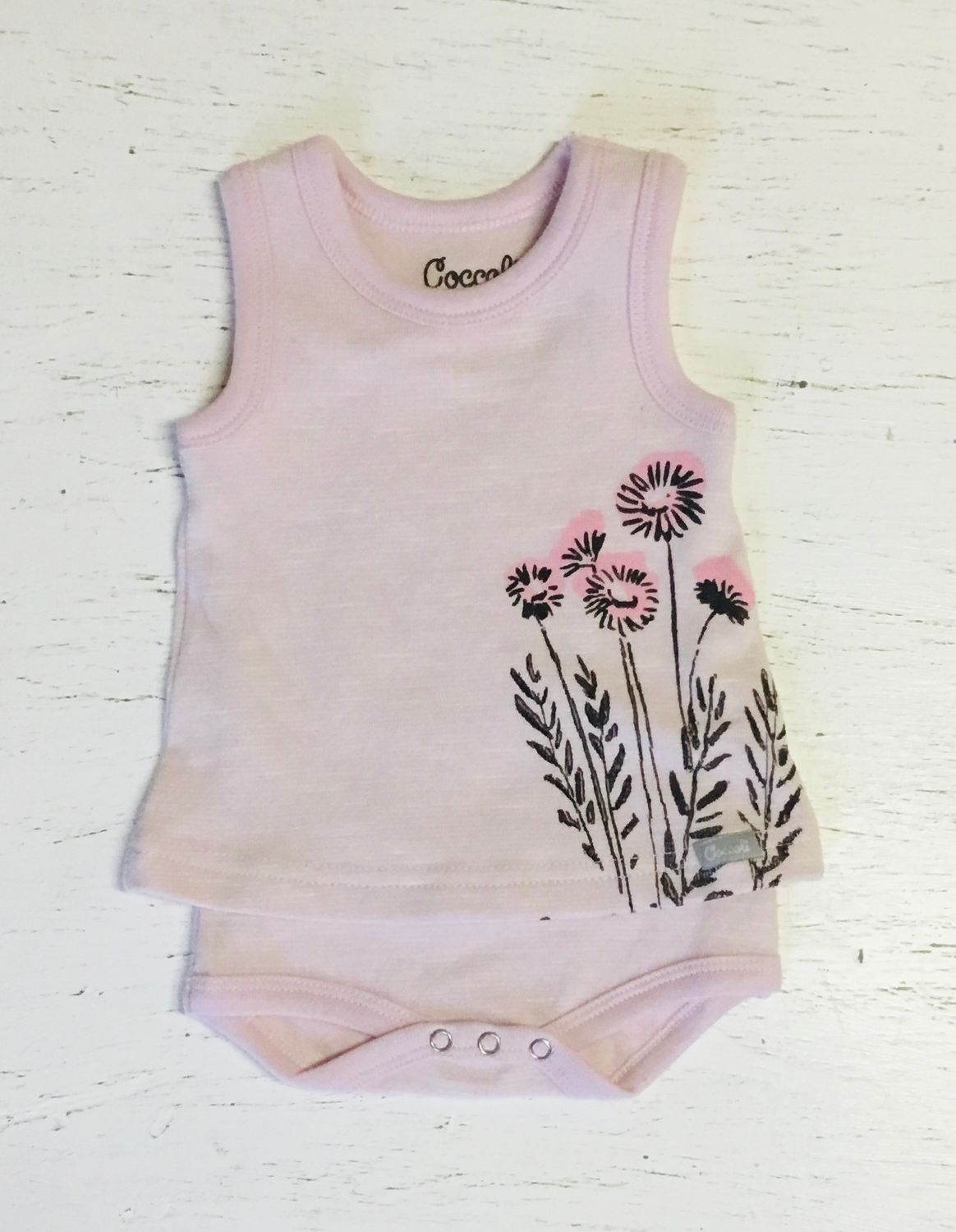 Coccoli Pink Wildflowers Cotton Skirted Romper
