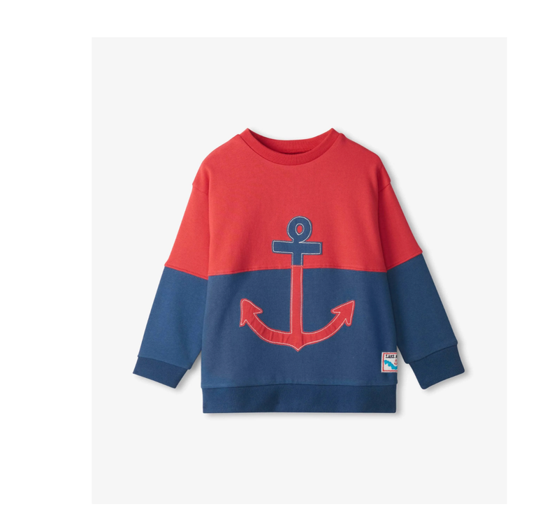 color block anchor pull over sweatshirt