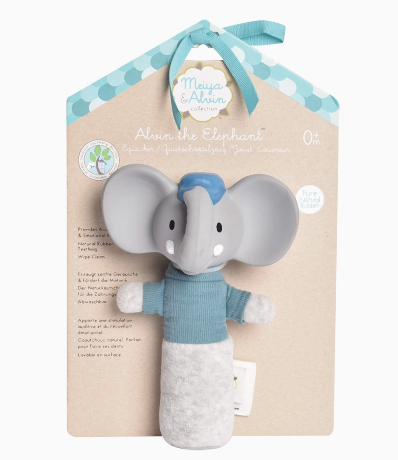 Alvin the Elephant velour lovie teether