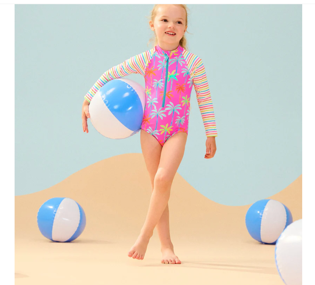 Painted Palms L/S Rashguard swimsuit