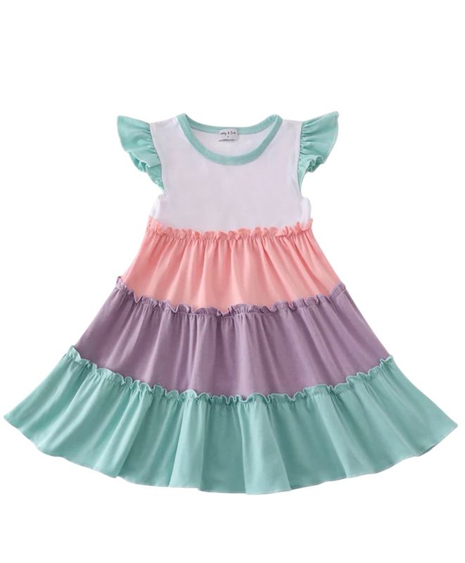 Multicolored tiered dress