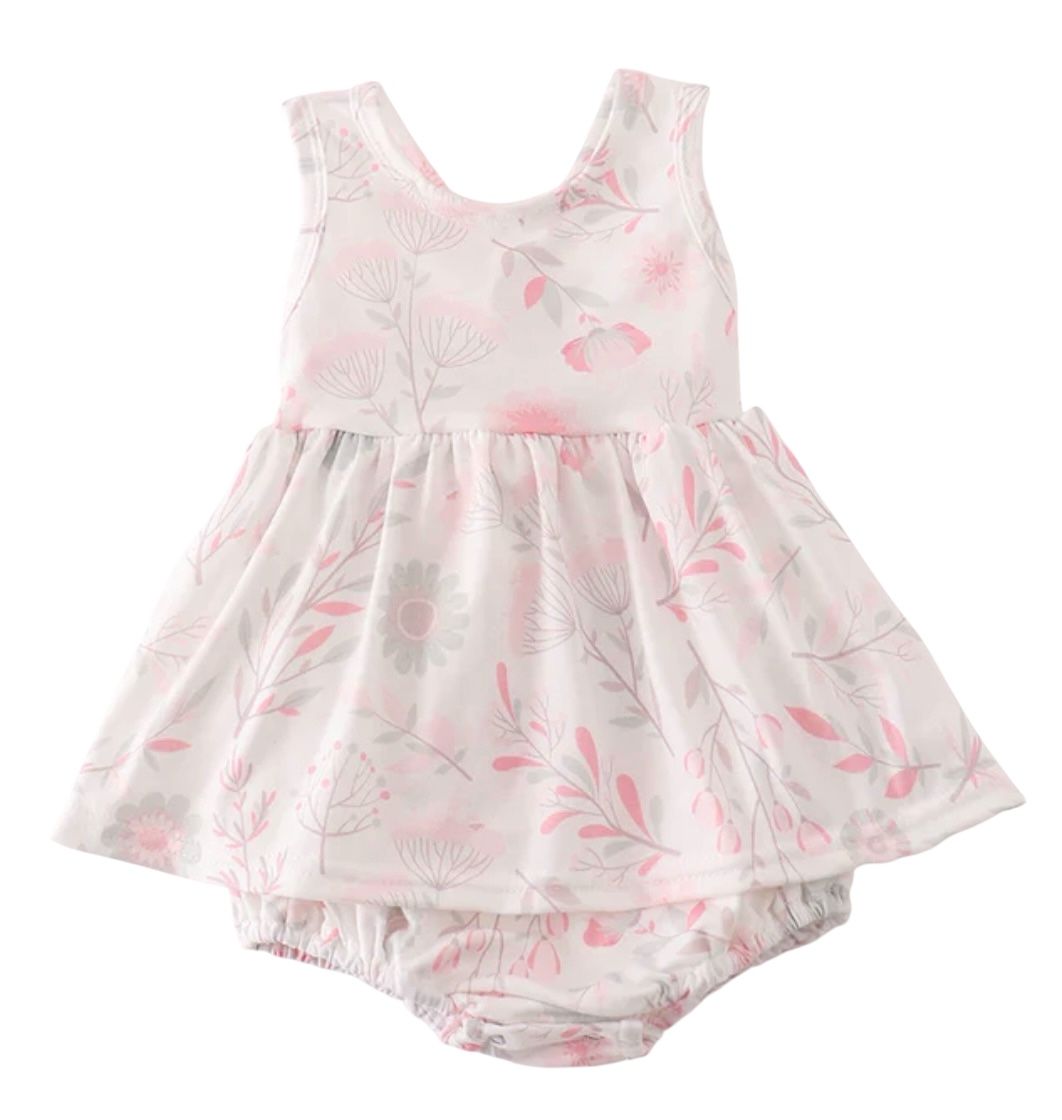 Pink Blush Meadow Smocked Bubble
