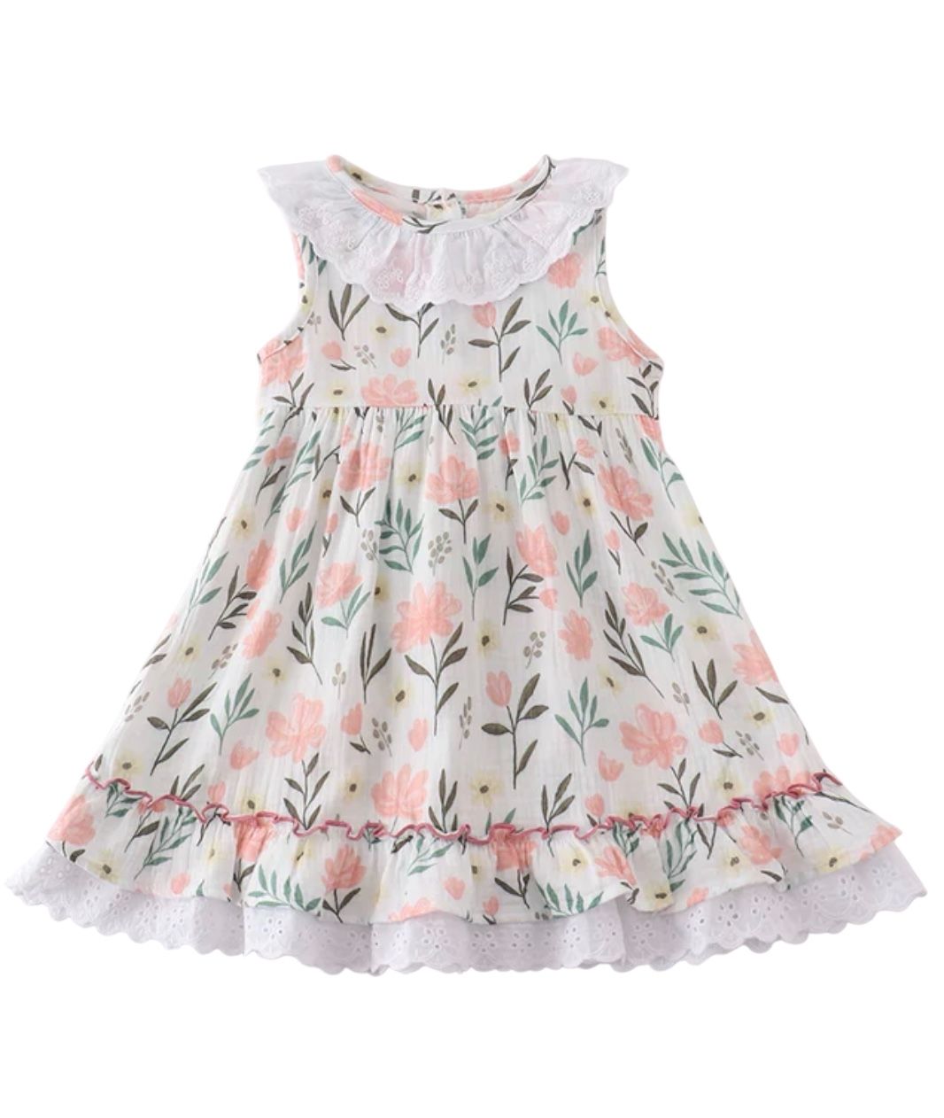 Premium Pink Muslin Floral Dress