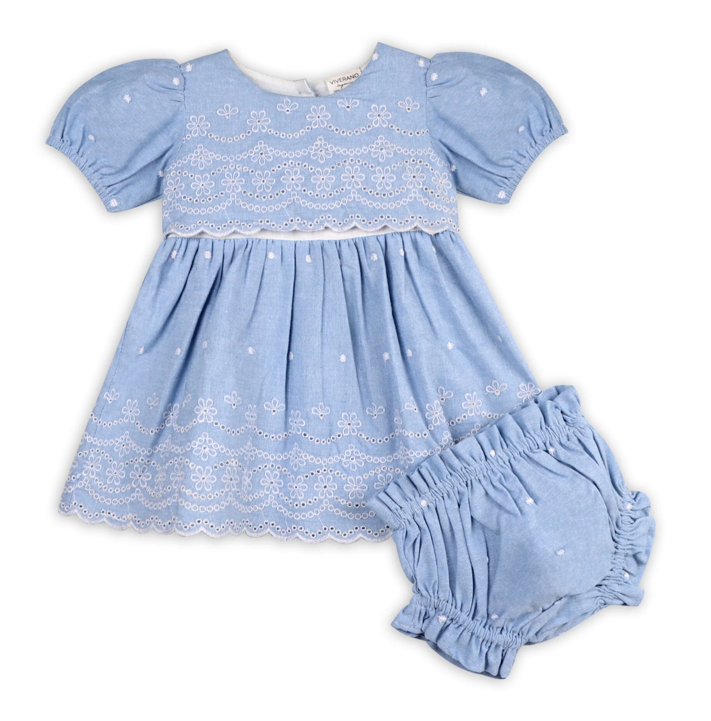 Isla Chambray Baby Dress &amp; Bloomer Set