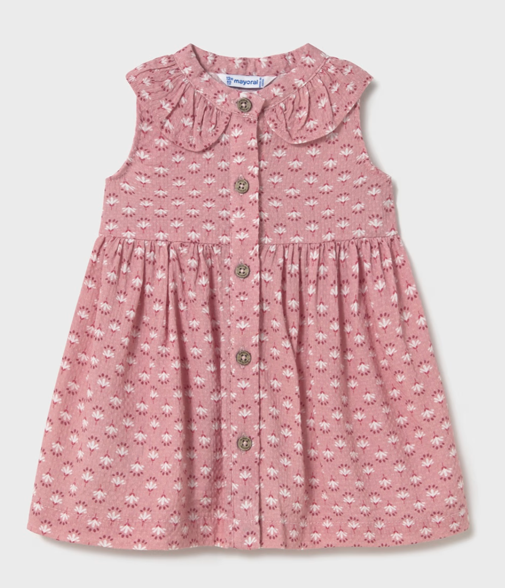 1921 printed button dress in rose