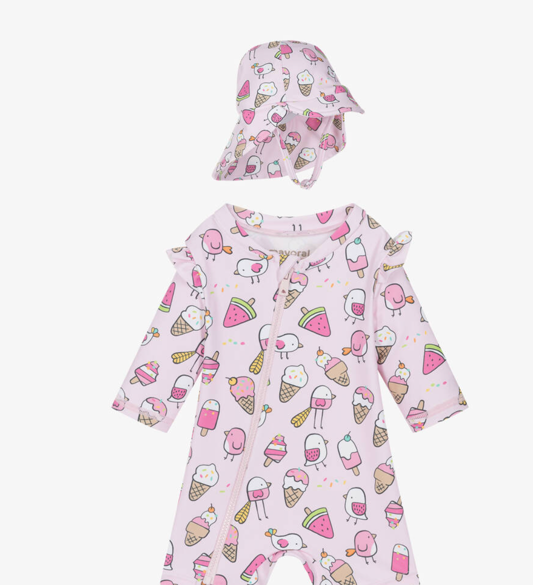 1619 Ice Cream Bathing Bodysuit w/ hat