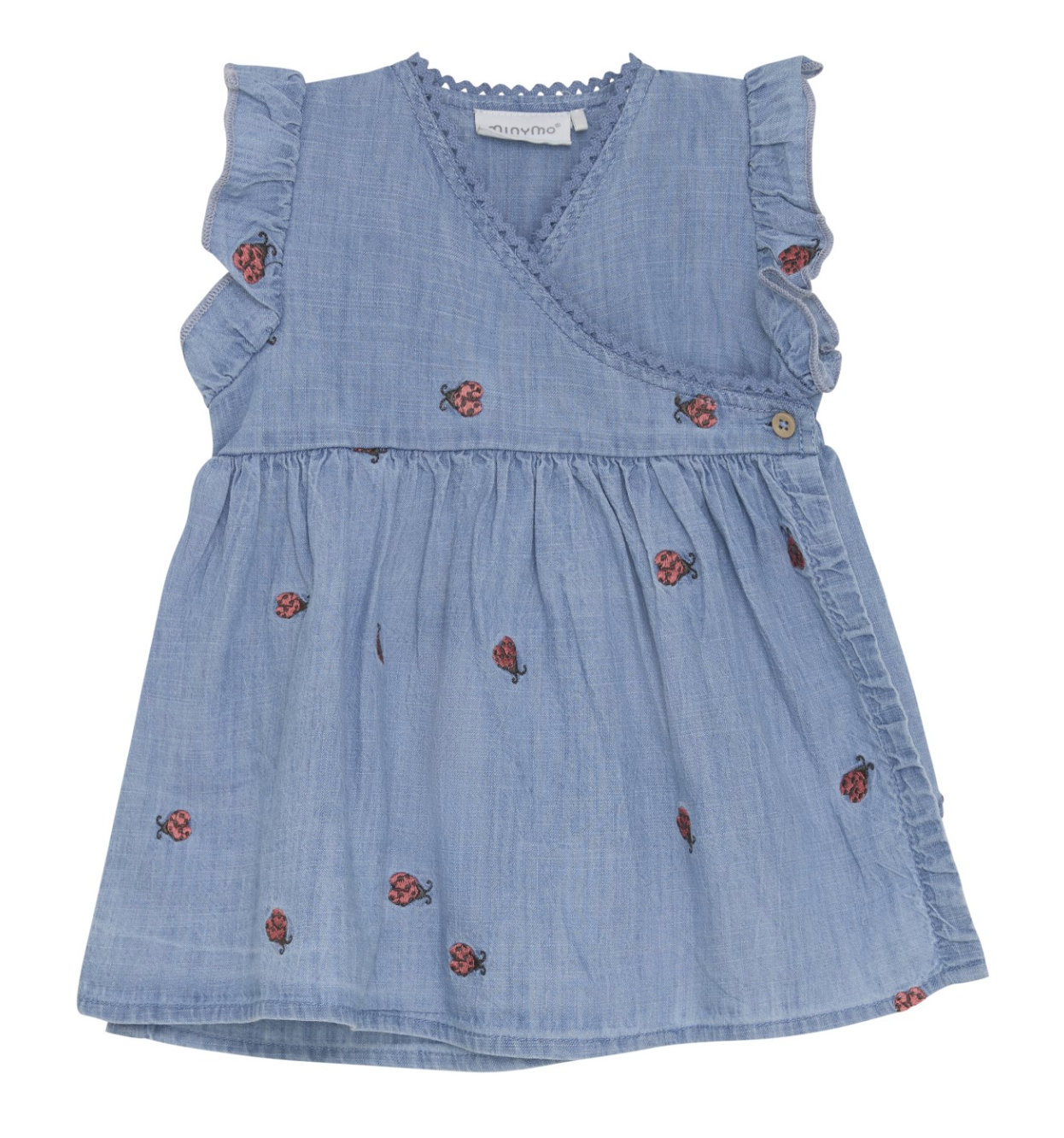 embroidered ladybugs chambray dress