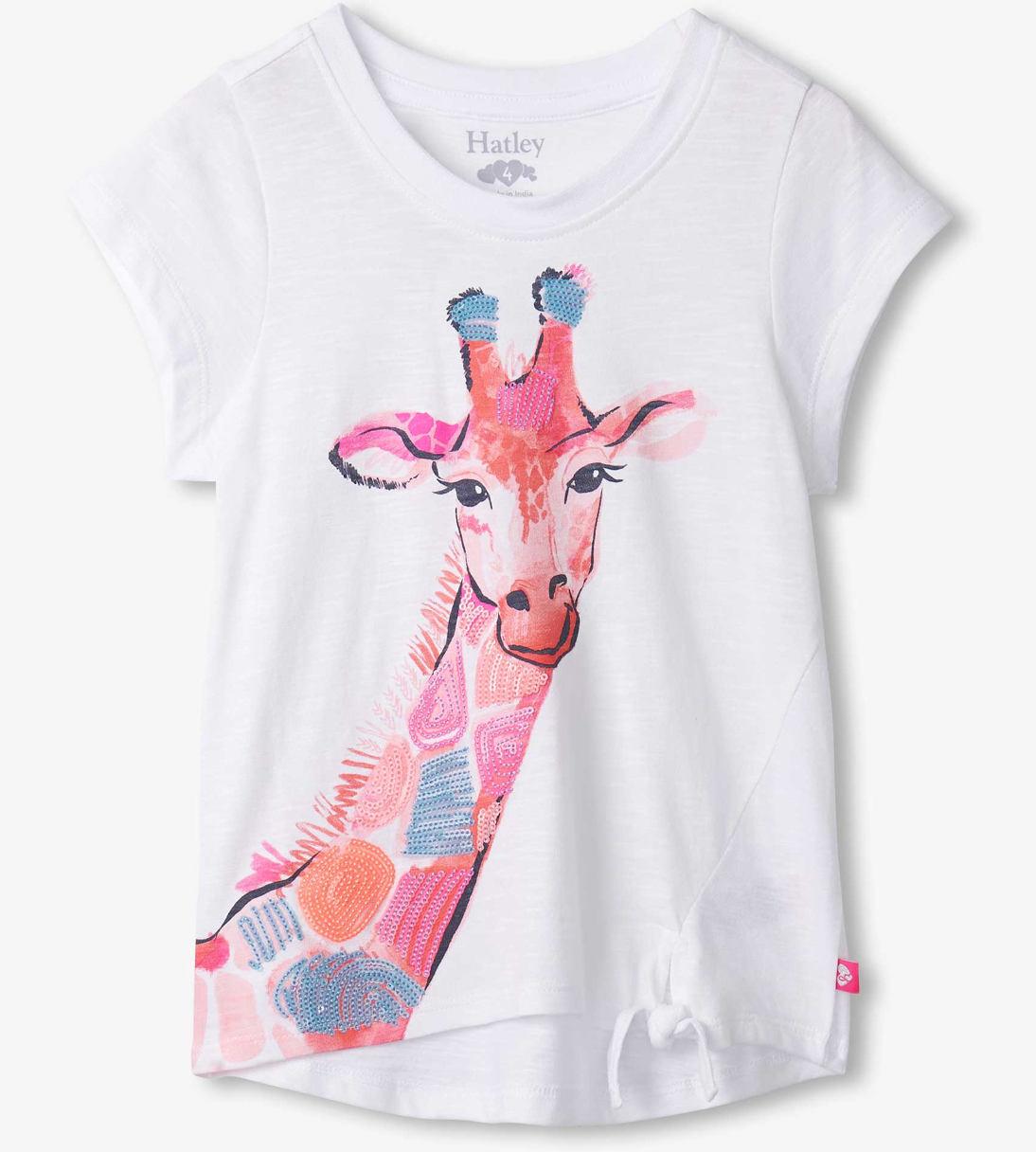 Happy giraffe tie front s/s tee