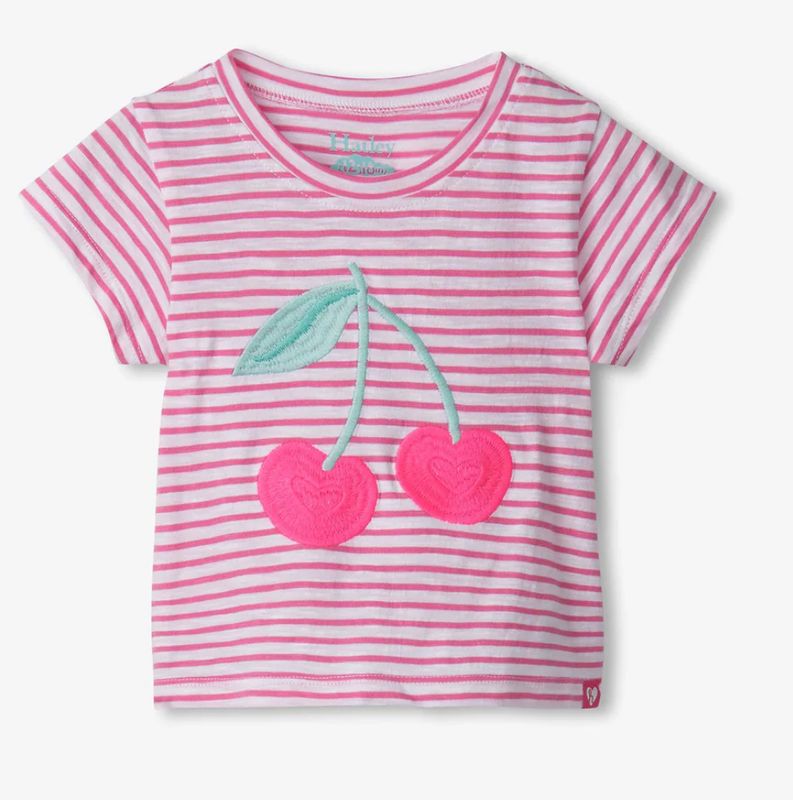 Cherry stripes graphic s/s tee