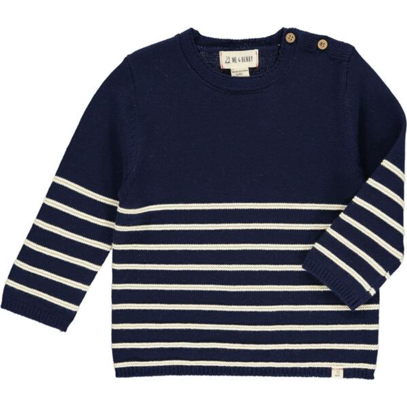 Breton Toddler Sweater Navy w/ Cream Stripe
