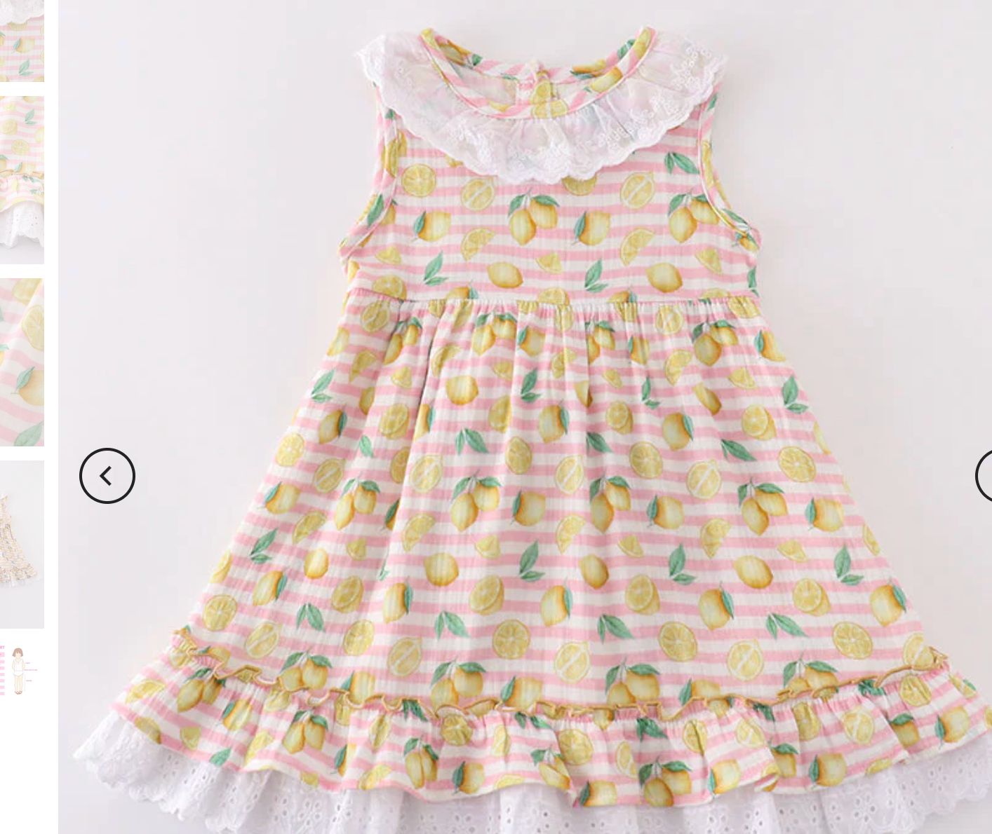 Pink Muslin Stripe Lemon Ruffle Dress