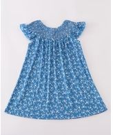 Blue Floral Print Smock Dress