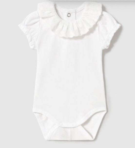 1757 s/s white body suit eyelet collar