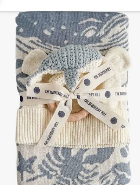 Nautical Blanket Whale Teether Set