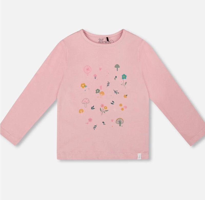 H20J70  organic floral l/s tee in pink nectar