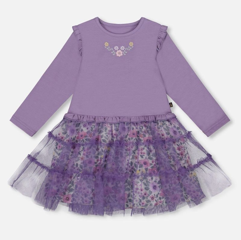 H20F89 Bi-Material Dress in dusk