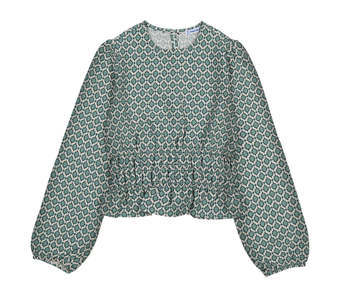 196 print blouse in eucalyptus