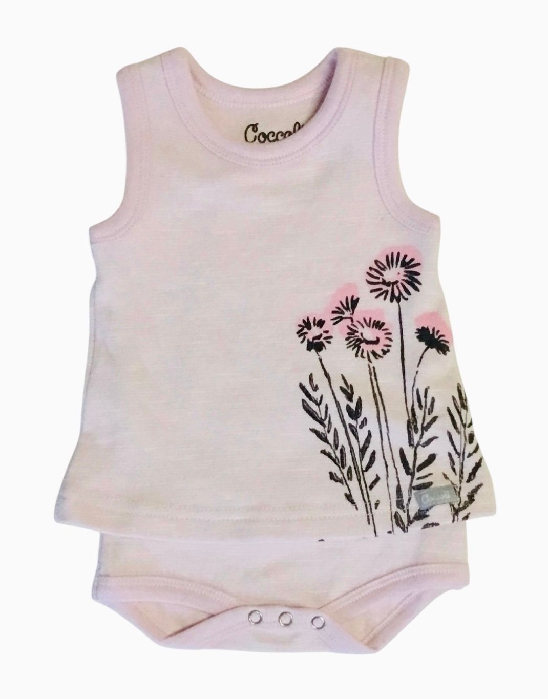 Coccoli Pink Wildflowers Cotton Skirted Romper