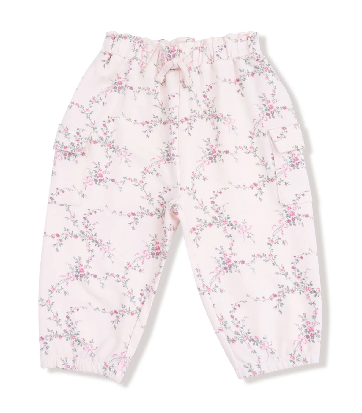 French Terry Antoinette Floral Fashion Cargo Pants