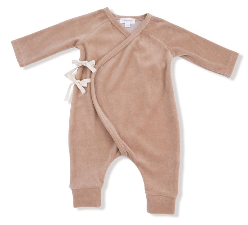velour teddy bear wrap coverall brown