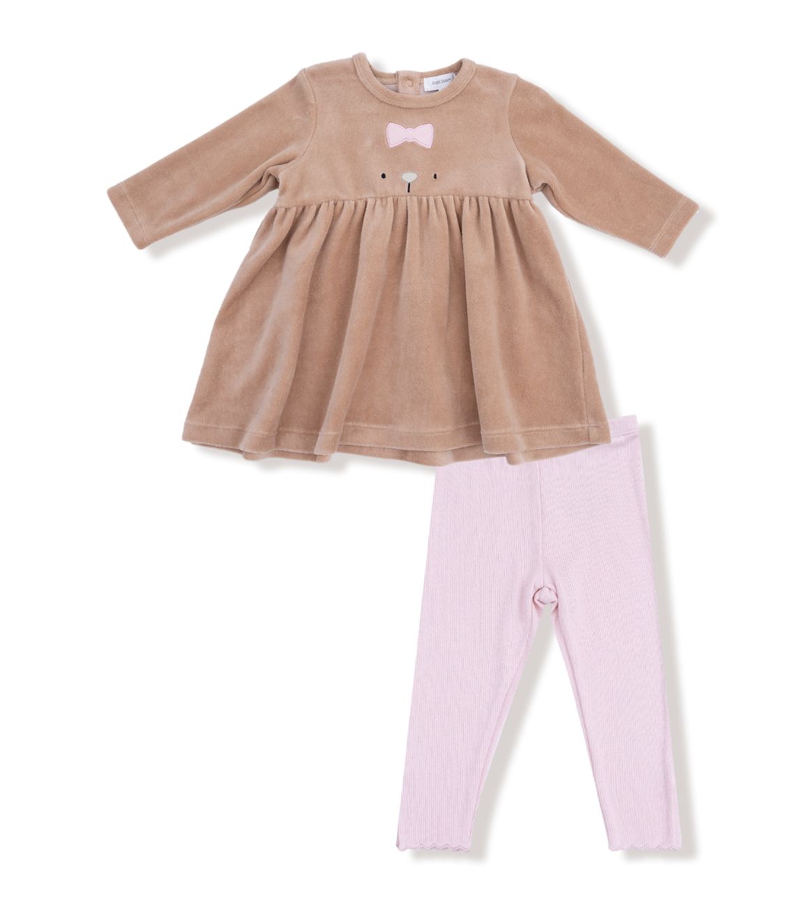 Velour teddy bear dress w/leggings set