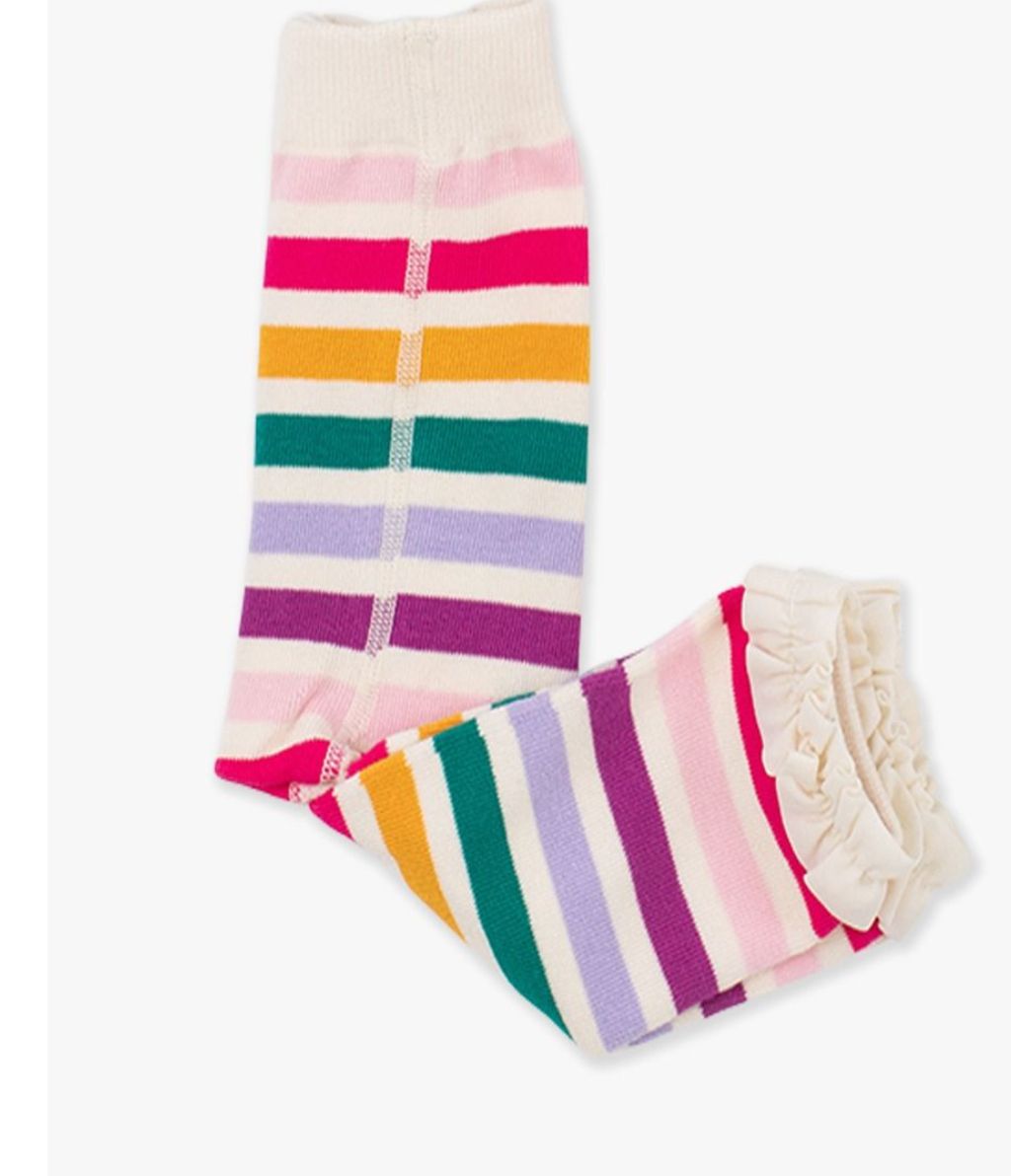 Rainbow Stripe Footless Ruffle Tights