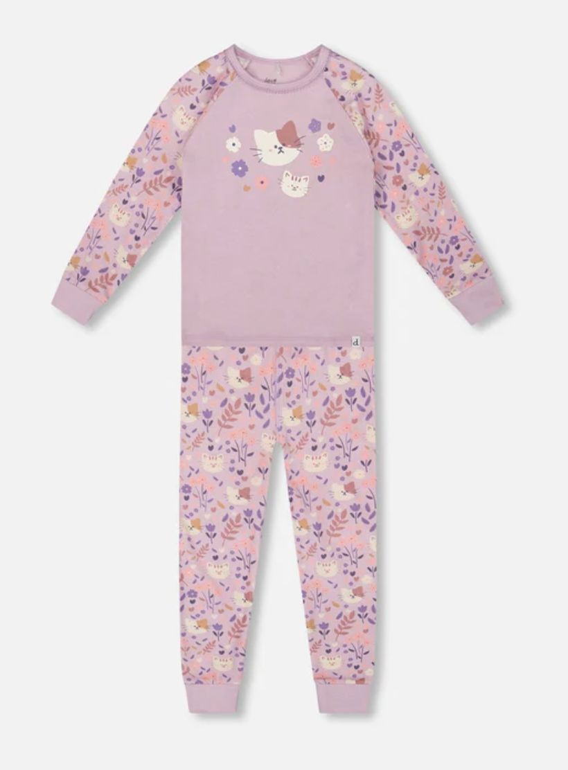 H20PG10US Printed Lilac Cats Cotton Pajama Set