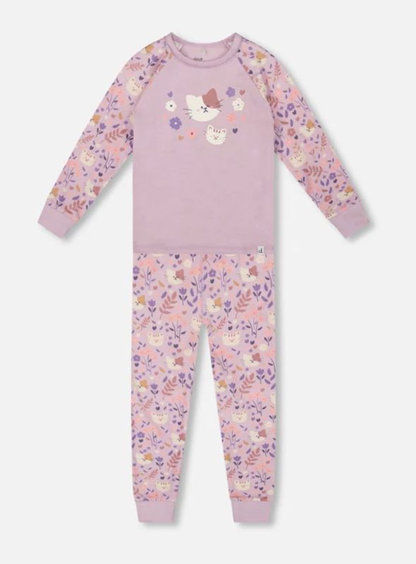 H20PG10US Printed Lilac Cats Cotton Pajama Set