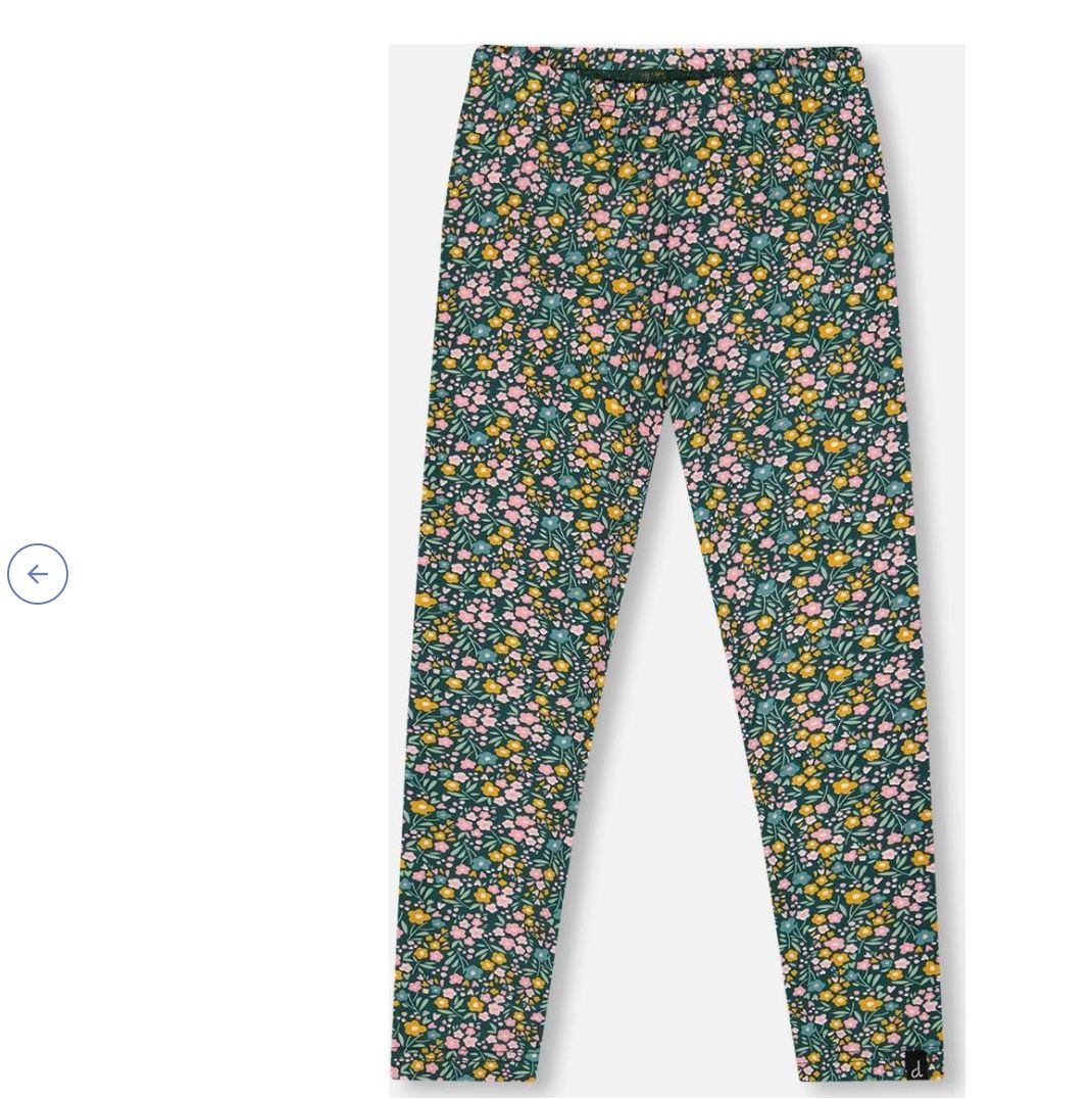 H20J60 Printed Flowers on Dark Green Leggings