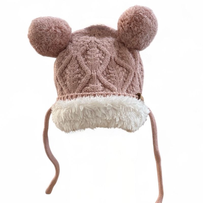 W2501 double pom pom sherpa lined hat