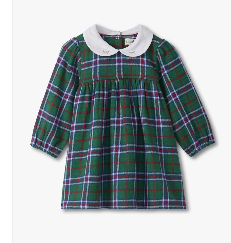 Holiday Plaid Puff Sleeve Pinafore