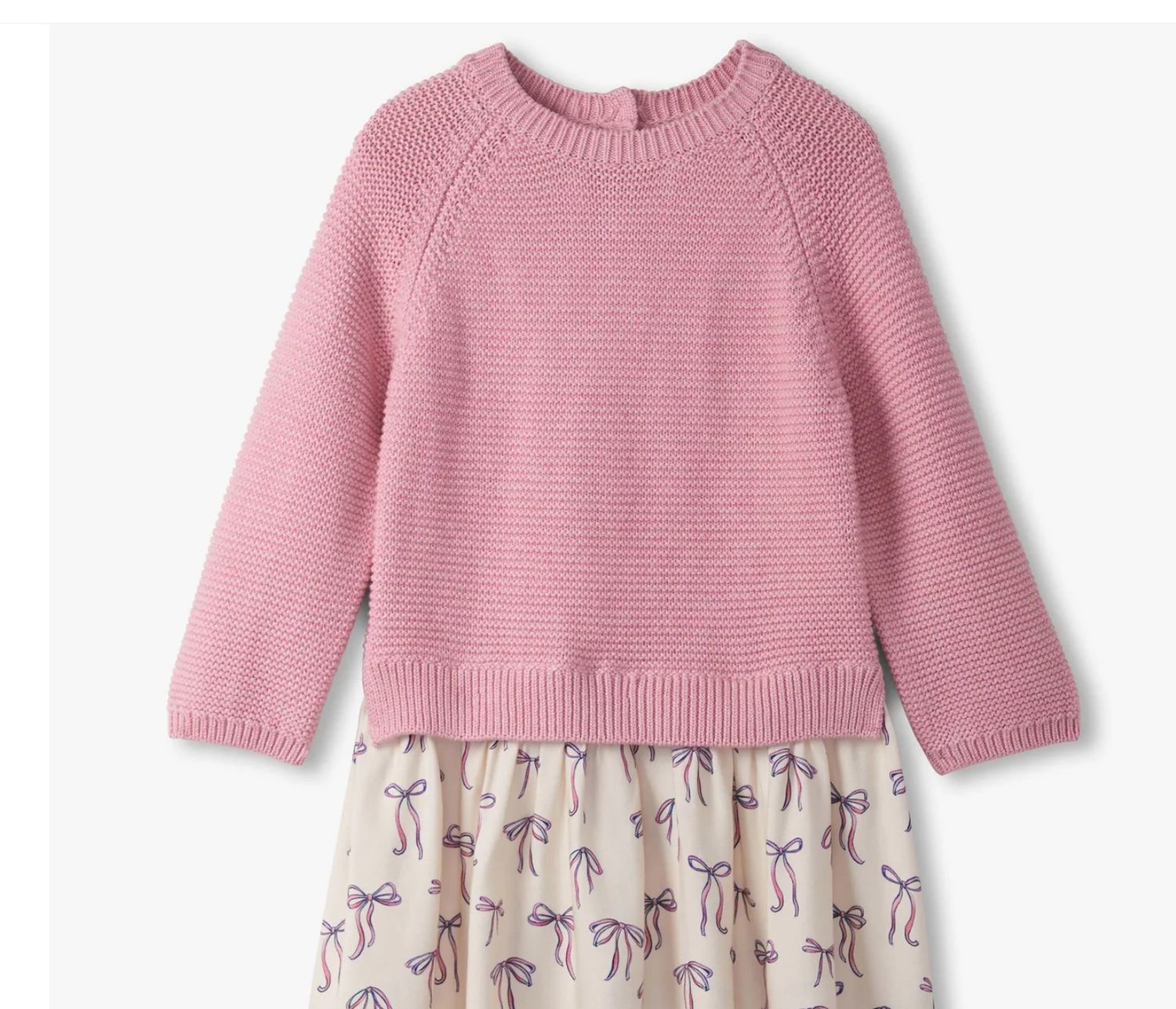 Painterly Bows Mixed Media Sweater Dress