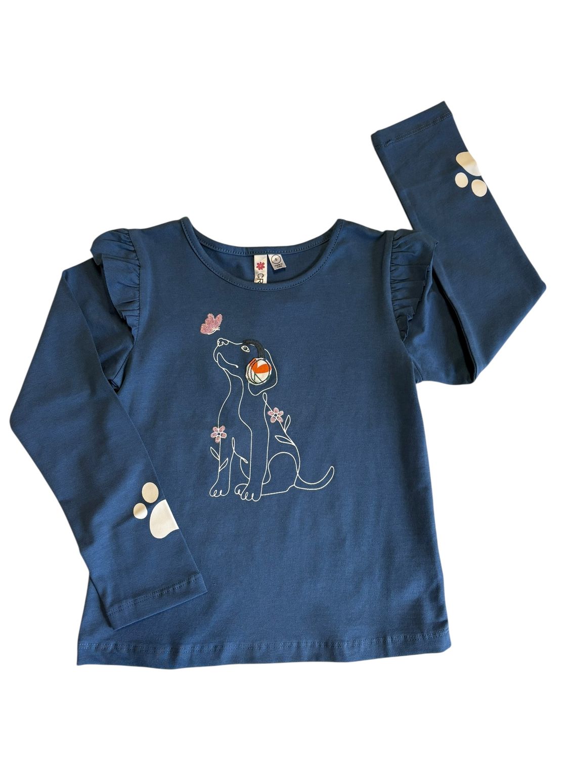 34217 Headphone Applique Golden Retriever Top