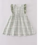 Sage Ruffle Plaid Dress