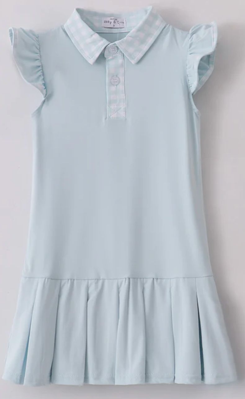 blue active ruffle dress set