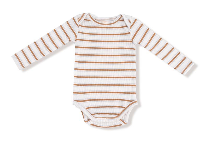 Lap shoulder L/S bodysuit vintage brown stripe
