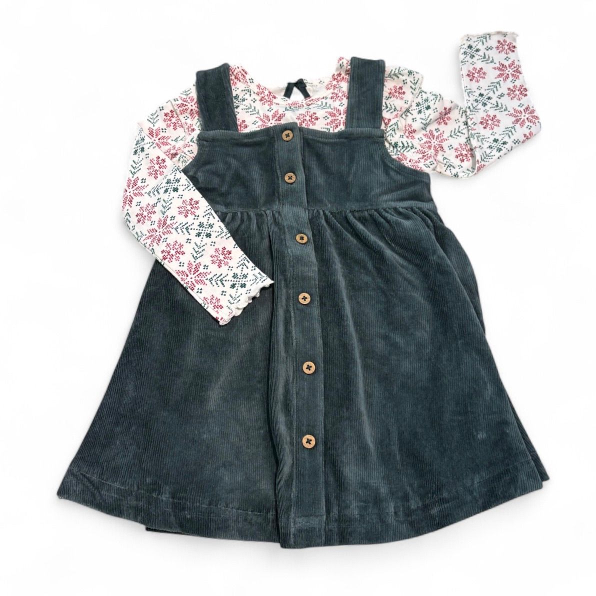 Poinsettia top w/cord jumper set  organic