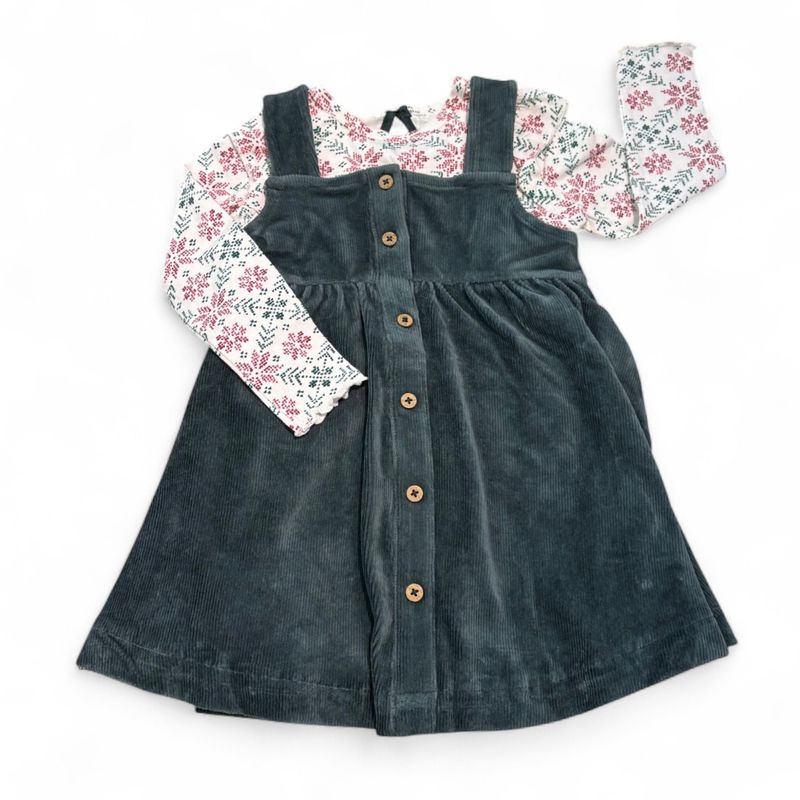 Poinsettia top w/cord jumper set  organic