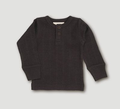 Wool Rib Henley Top Storm