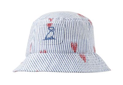 Seersucker lobster fisherman hat