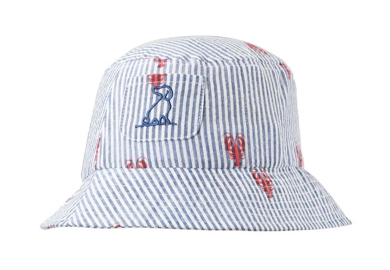 Seersucker lobster fisherman hat