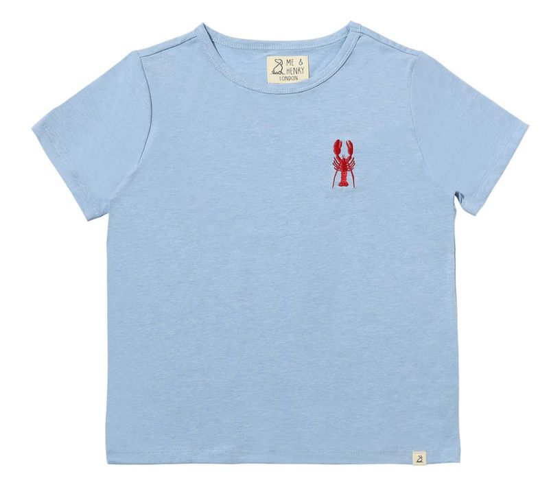 blue embroidered lobster s/s tee