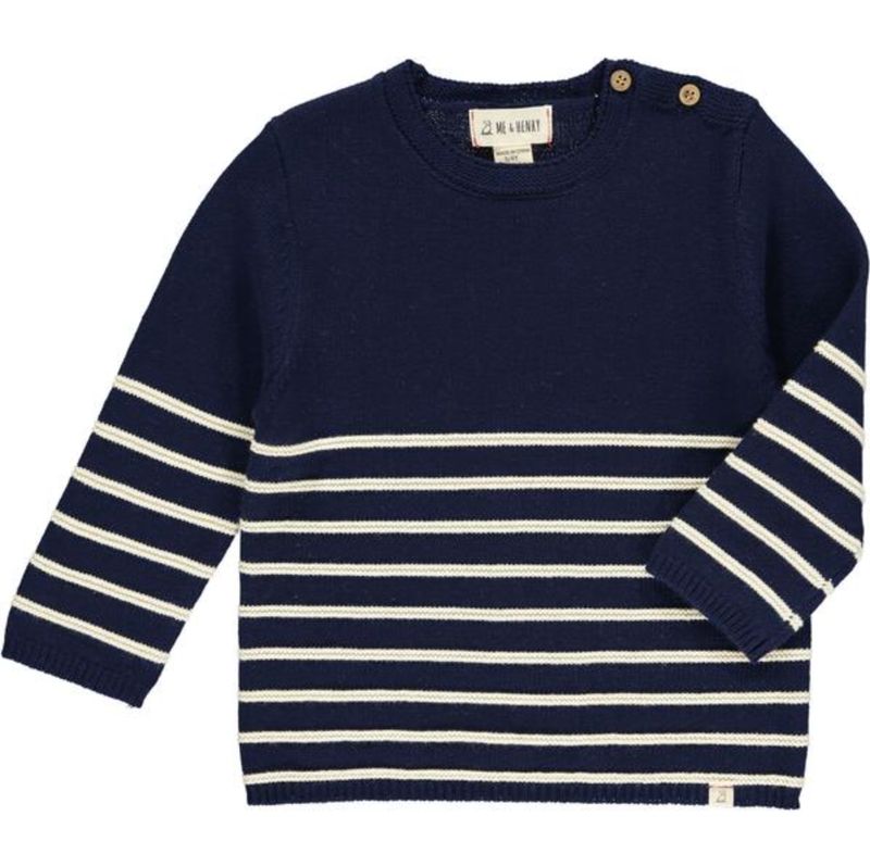 Breton Toddler Sweater Navy w/ Cream Stripe