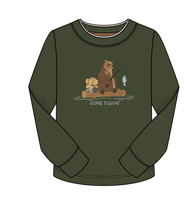 Fishing Bear L/S Tee Forest 