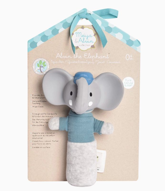Alvin the Elephant velour lovie teether